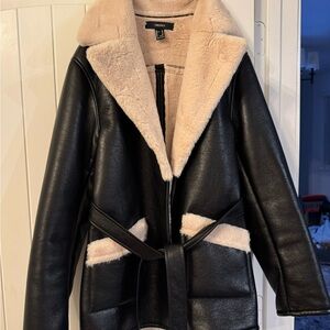 Faux Shearling Lined Black Jacket